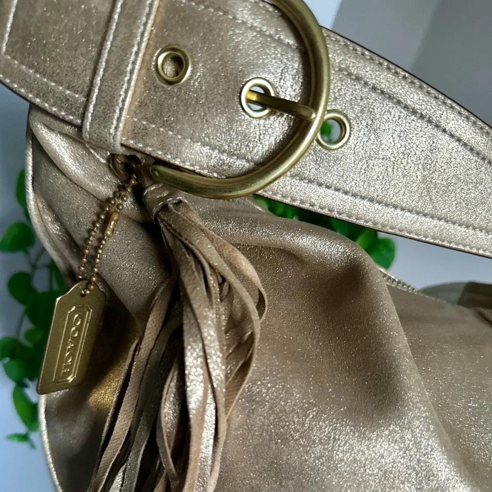 Vintage Coach Tortilla Sueded Brushed Gold Napa Leather Hobo